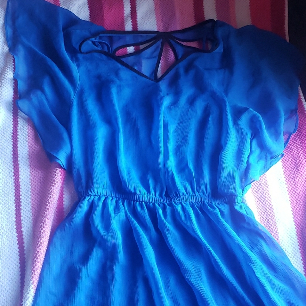 Express Blue flutter sleeve dress